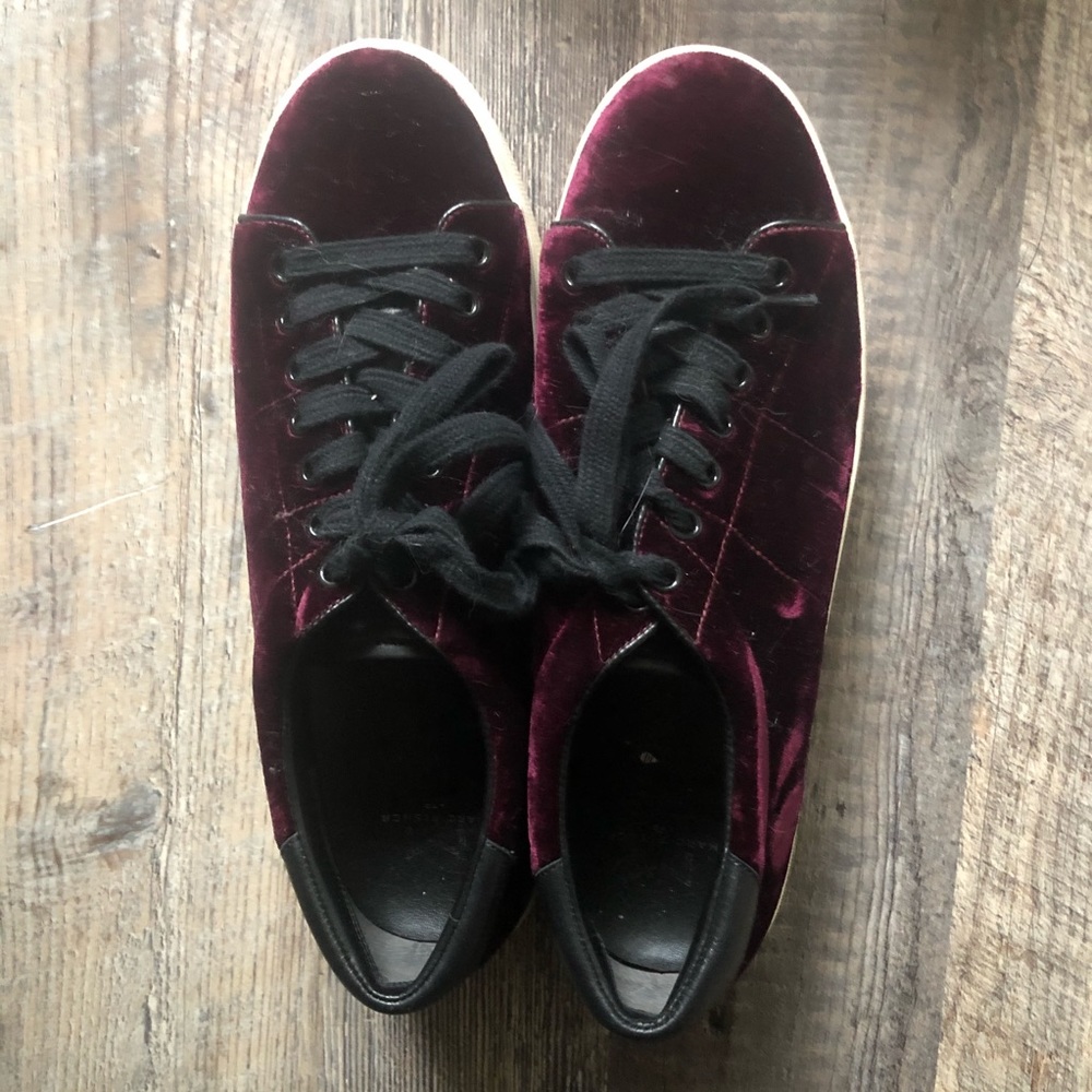 Gorgeous Burgundy Velvet Flatform Sneakers | Marc Fisher